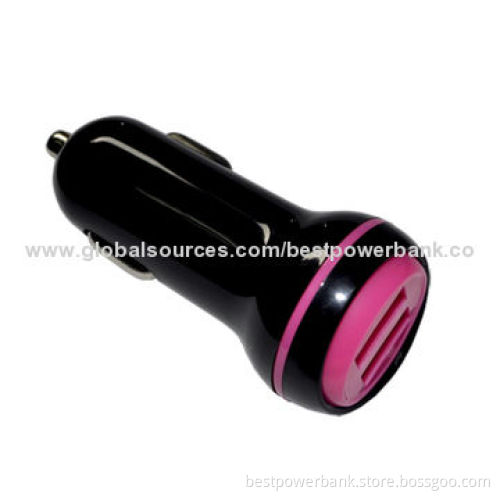 Latest Unique Design Colorful 5V 1A/2A/3A Dual USB Car Charger for Smartphone/Tablet